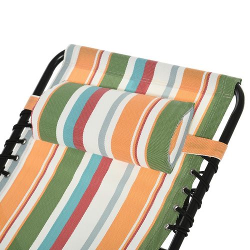 Outsunny Folding Beach Chair Chaise Lounge 4 Adjustable Positions, Multicolored