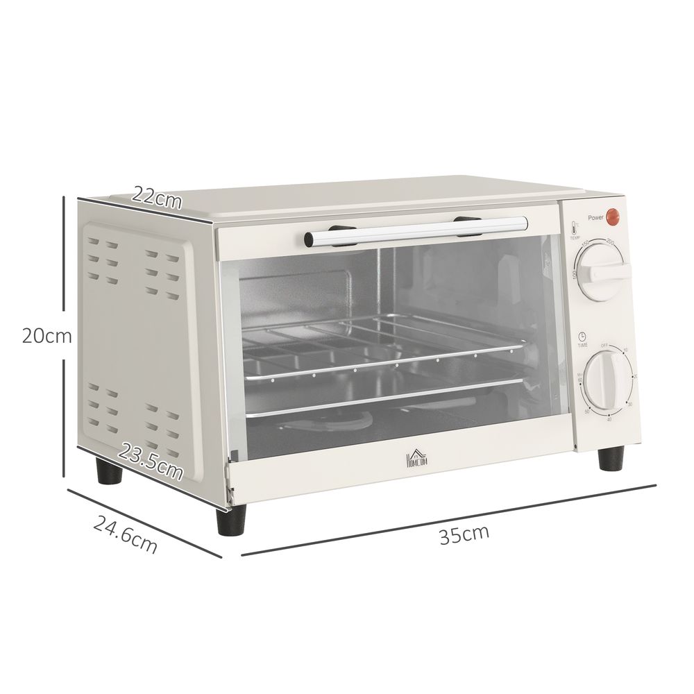 HOMCOM Mini Oven 9L Countertop Electric Grill with Temp Timer Control 750W