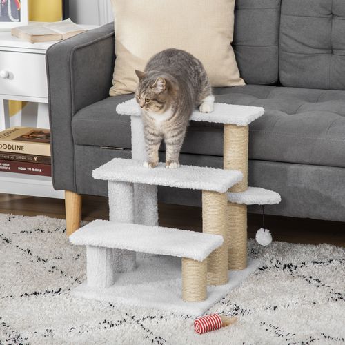 PawHut Pet Stair with 4-step Climb Ladder, Scratching Posts