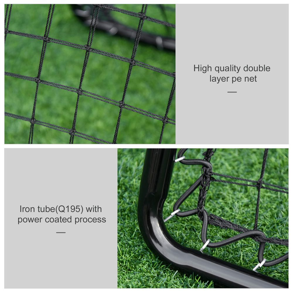 HOMCOM Adjustable Angle Rebounder Training Set with All Weather Double Layer Net