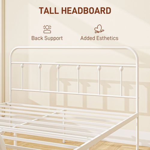 HOMCOM 4ft Metal Double Platform Bed Frame w/ Underbed Storage Headboard