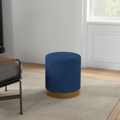 HOMCOM Modern Round Footstool, Fabric Upholstered Foot Rest
