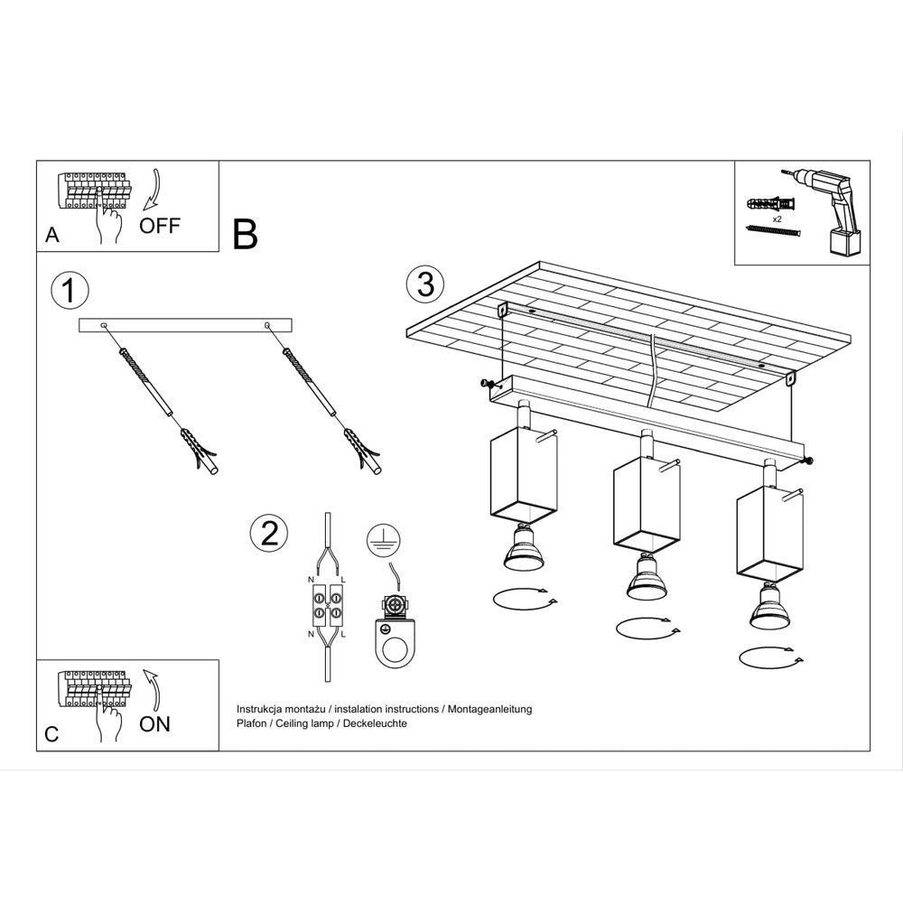 Ceiling lamp steel Merida modern Design GU10