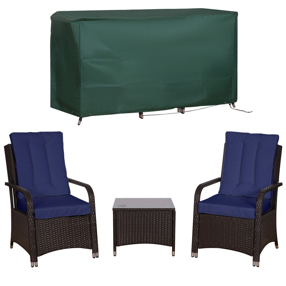 Outsunny Rattan 3PCs Chair Table Bistro Set Patio Set with Steel Frame