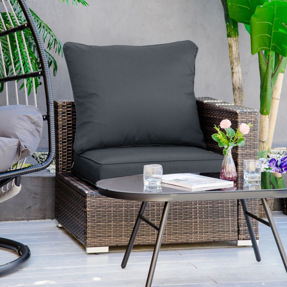 Outsunny Deep Seat Cushion Set - Grey, Removable/Washable Covers