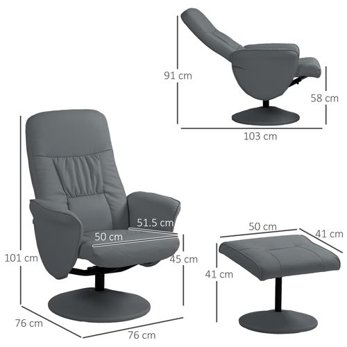 HOMCOM PU Leather Armchair and Footrest Swivel Recliner w/ Ottoman