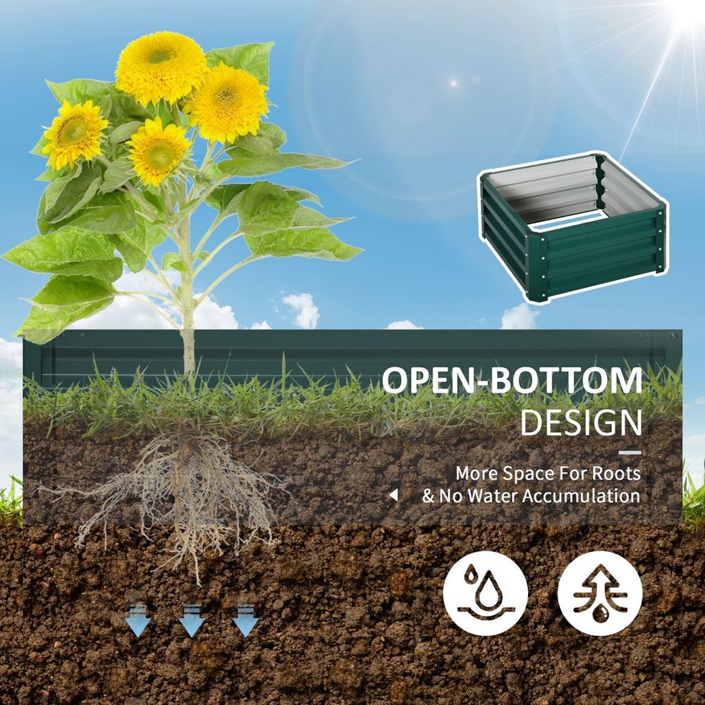 Outsunny 2-Pack Galvanized Raised Garden Bed - Easy Setup, Green - Superior Quality