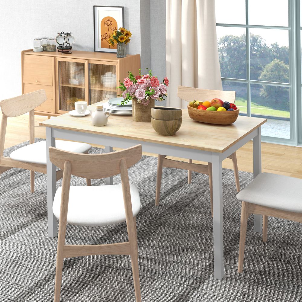 HOMCOM Farmhouse Dining Table: Wood Frame, Rustic Design for Kitchen & Dining Room