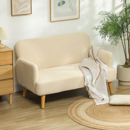 HOMCOM 2 Seater Sofa with 21cm Thick Padding and Wood Legs