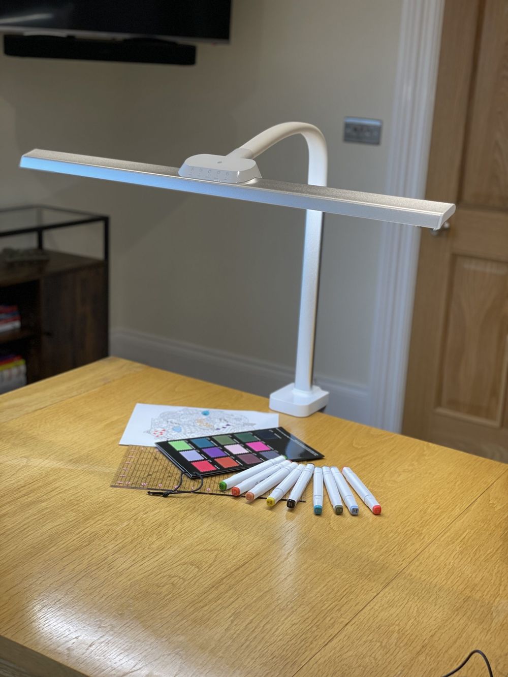 Task Lamp XL White - High-Powered LED Professional Lamp for Desk, Workstation, Cutting Table - Adjustable Shade - 5 Color Temperatures - Auto Mode - 5-Step Dimmer - Clamp Included - 2 Year Warranty