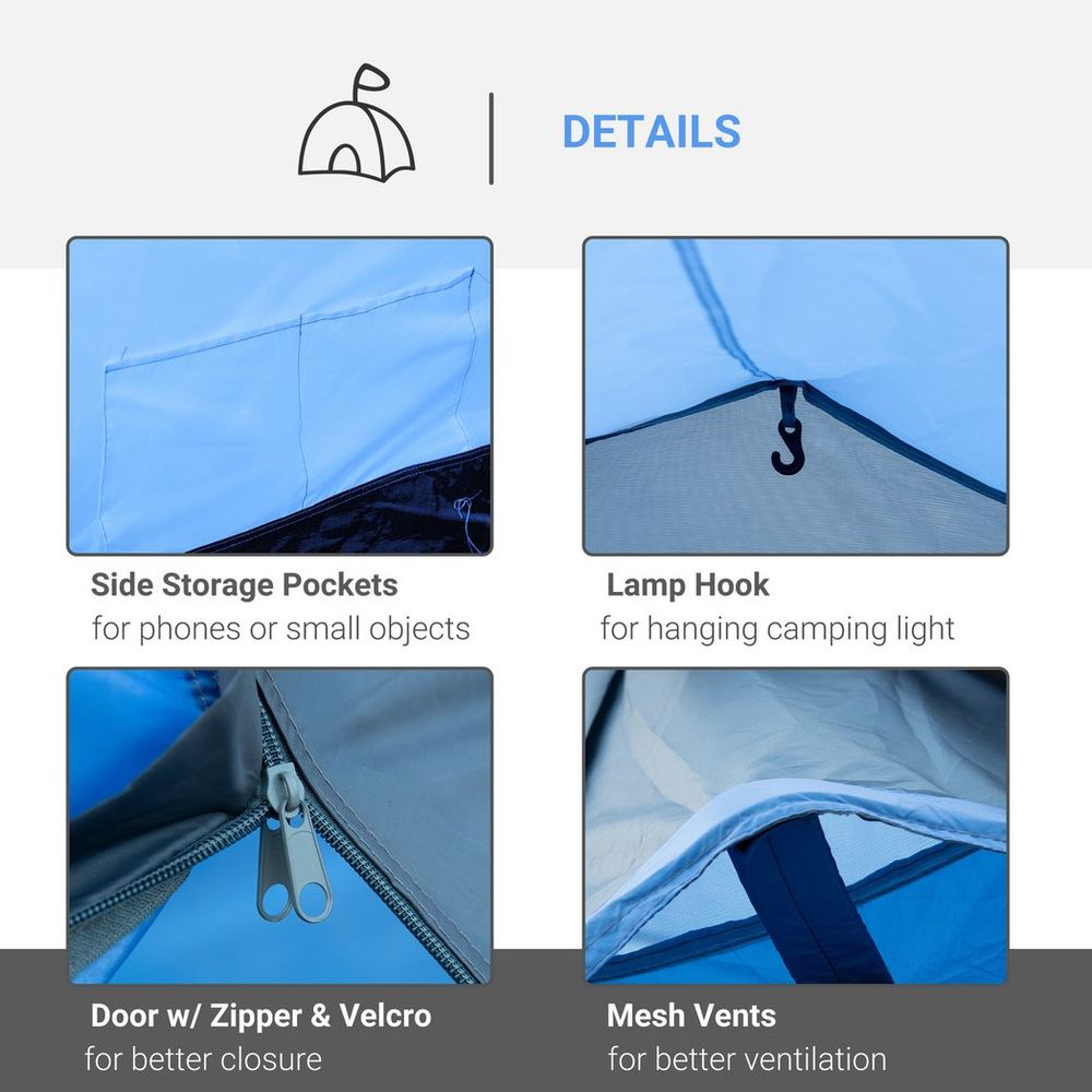 Outsunny 3-Person 2-Room Tent | Living Area | Air Vents | Blue