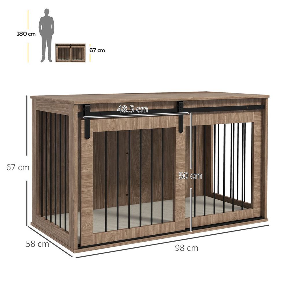 PawHut Furniture Dog Crate - Removable Cushion - Large Dogs - Brown