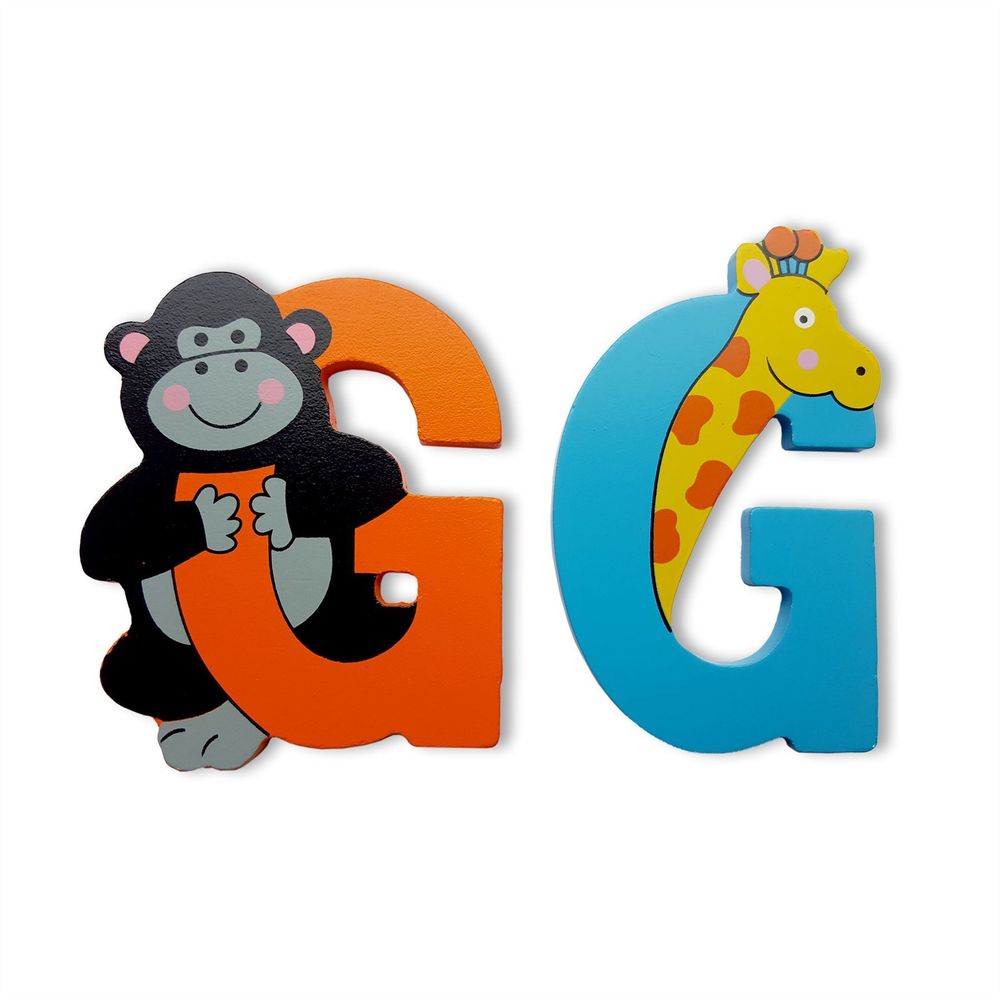 Vinsani Wooden Jungle Animal Upper Case Alphabet Letters Personalised Bedroom Wall Door Name
