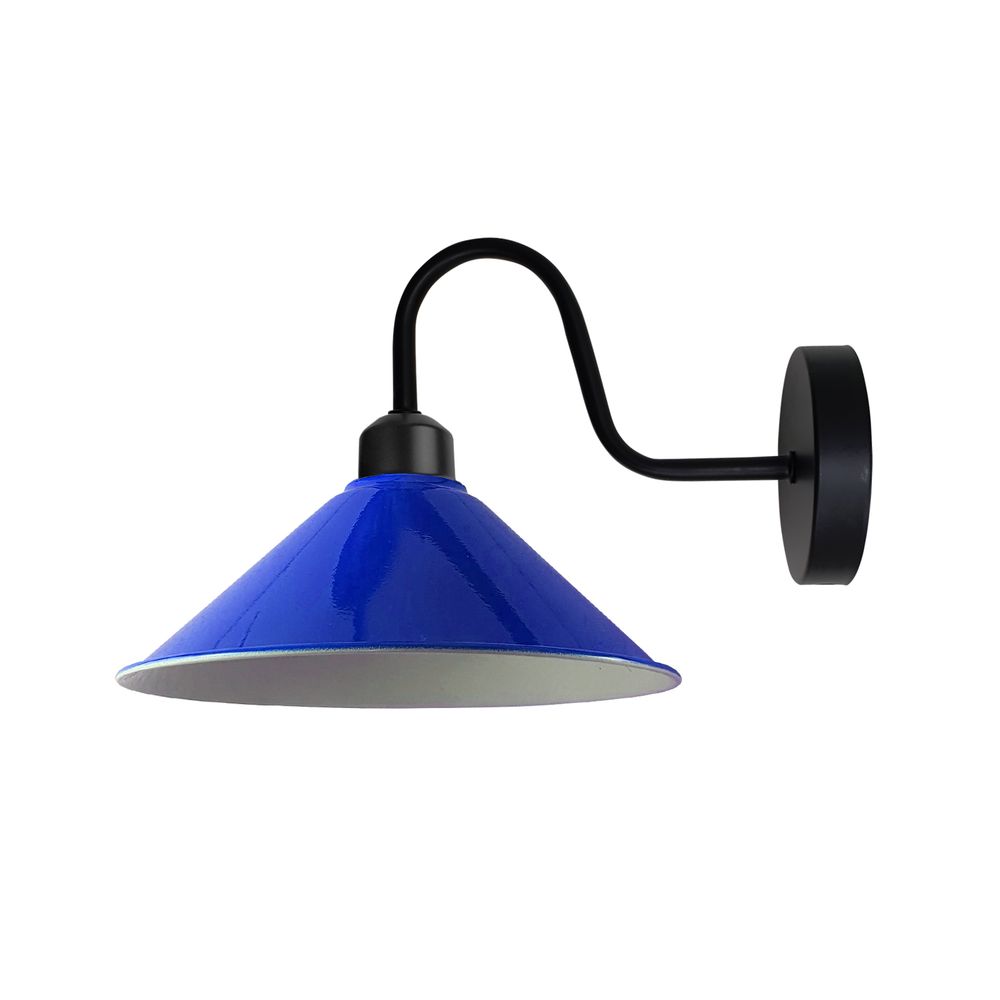 Navy Blue Wall Light Fixture,Black Wall Sconce E27 Base Socket Screw Type Wall Mounted Swan Neck Cone Shape Shade