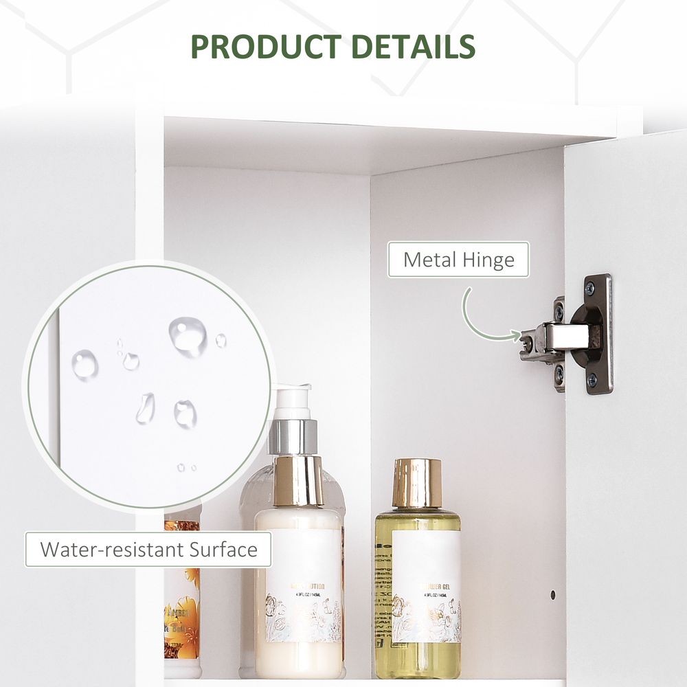 HOMCOM Bathroom Floor Storage Cabinet Slim Tallboy w/Door Cupboard & Shelves For Living Room, Bedroom, Hallway White