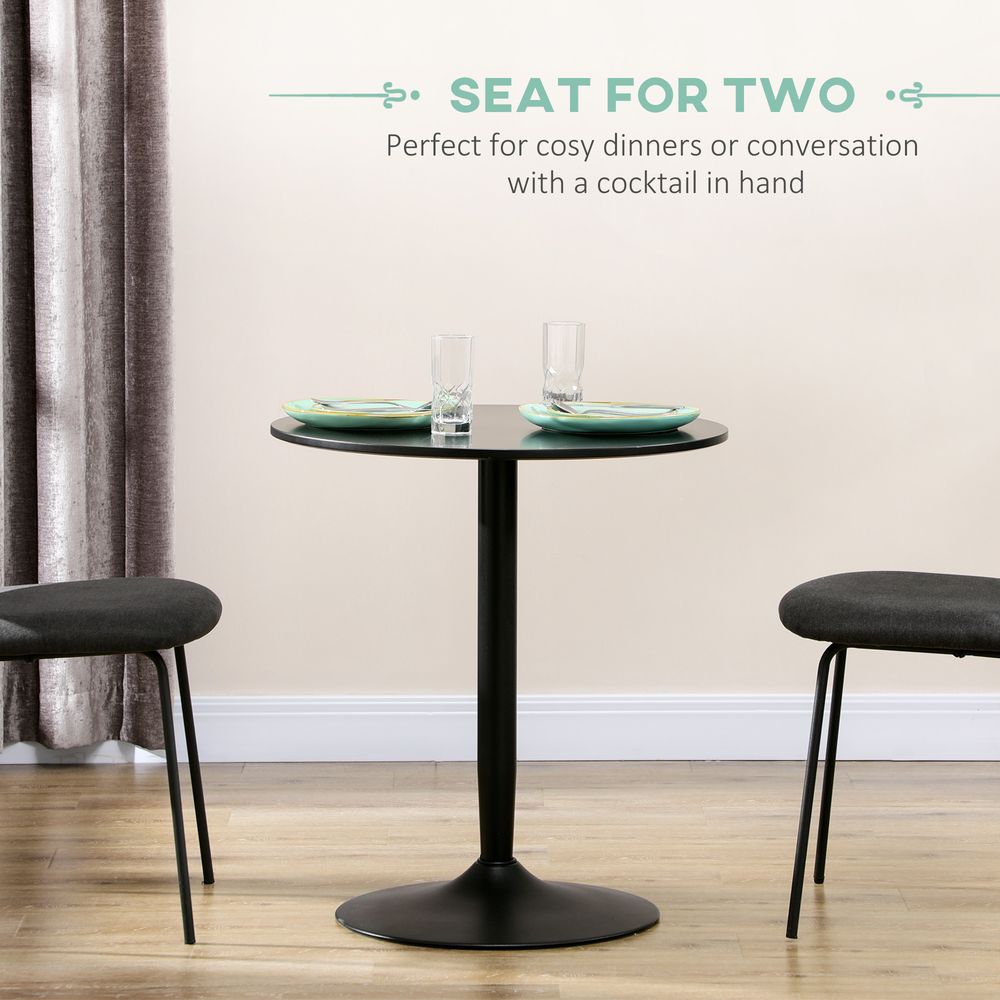 HOMCOM Round Dining Table: Steel Base, Non-slip Pad for Living Room - Perfect for Relaxing & Dining