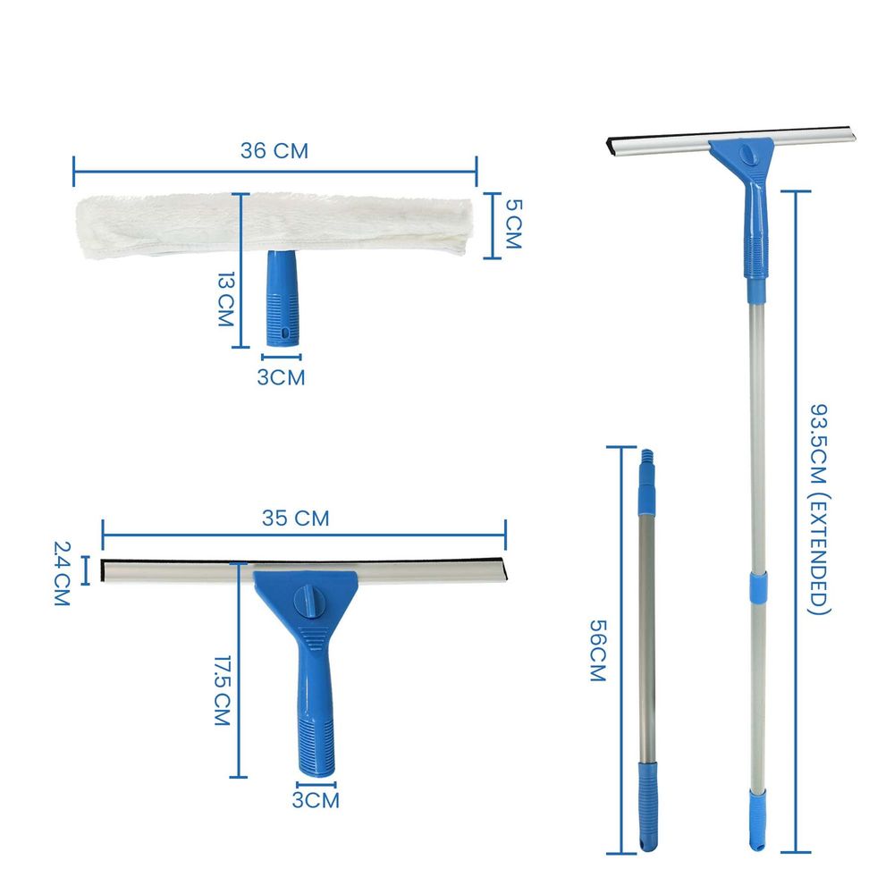 Vivid Extendable Window Cleaning Kit - Streak-Free, Portable, Easy-to-Use - Professional Quality
