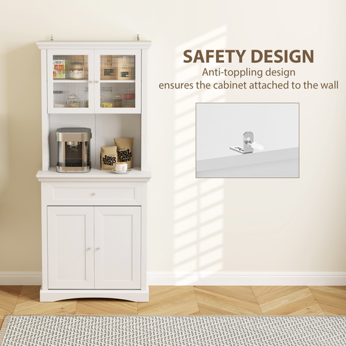 HOMCOM Kitchen Cupboard Storage Cabinet with Drawer, Doors and Shelves, White