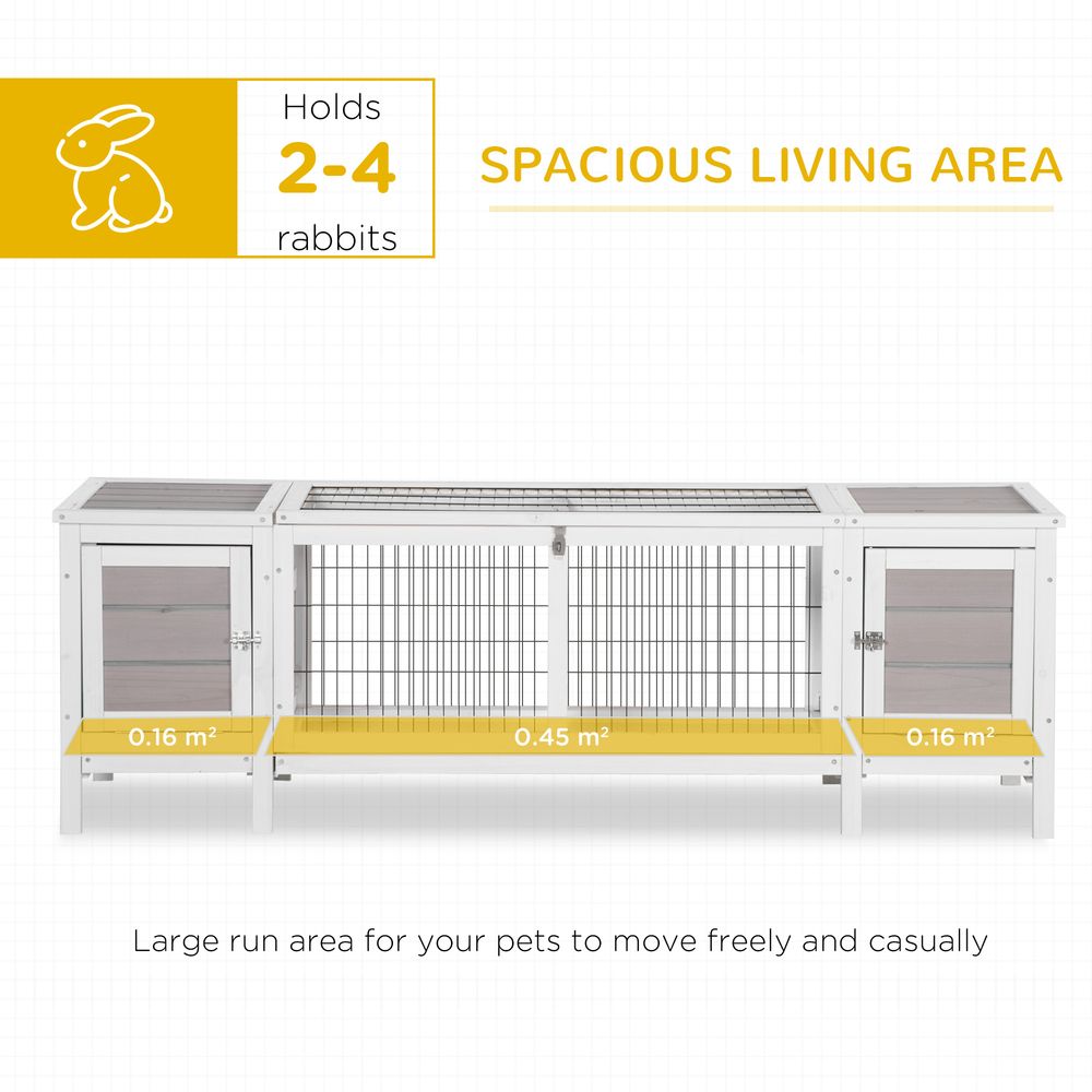 PawHut IE Located Wooden Rabbit Hutch Guinea Pig Cage Separable Bunny Run Small Bunny House w/Slide Out Tray - Grey