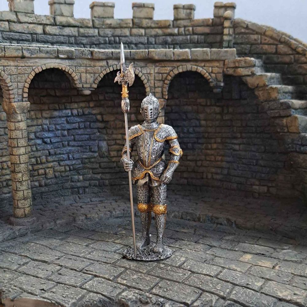Knight With Halberd - 16th Century 14cm height Solid Metal Sculpture Figure