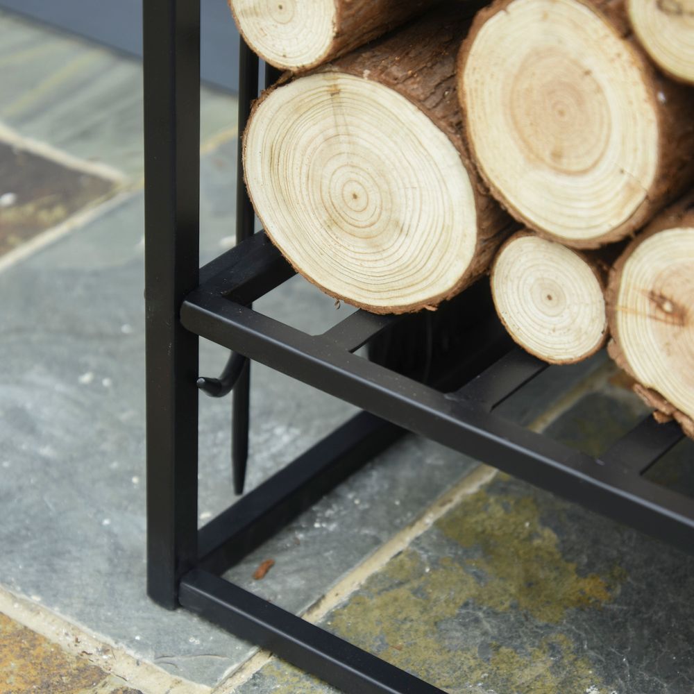 Vintage Style Firewood Log Rack Holder - High Quality Tools, Hooks Included for Easy Use and Storage