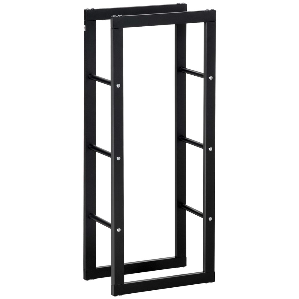 Metal Rust-Resistant Firewood Log Rack Black
