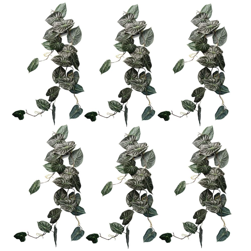 Premium 6-Pack Trailing Alocasia Dragon Scale Dark - 120cm Artificial Hanging Plants