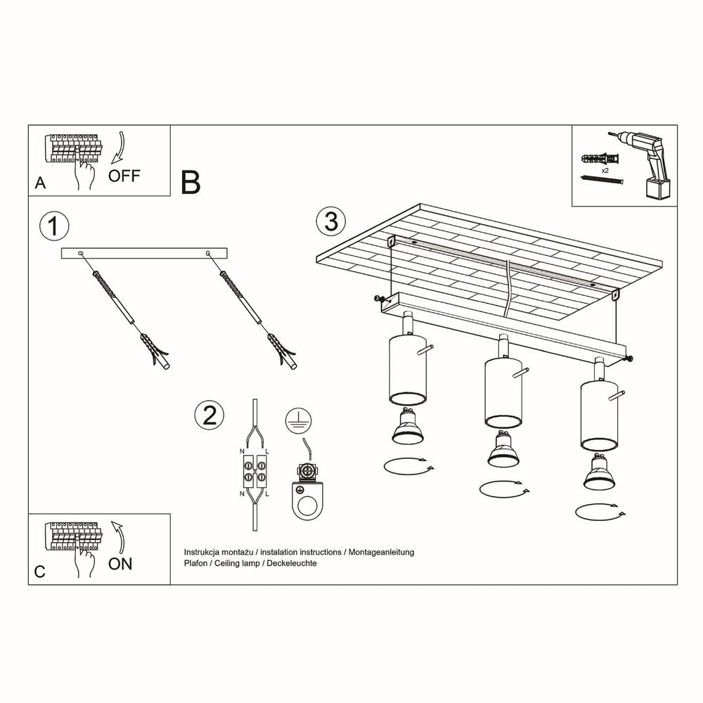 Ring Steel Chrome 3 Light Classic Ceiling Light GU10