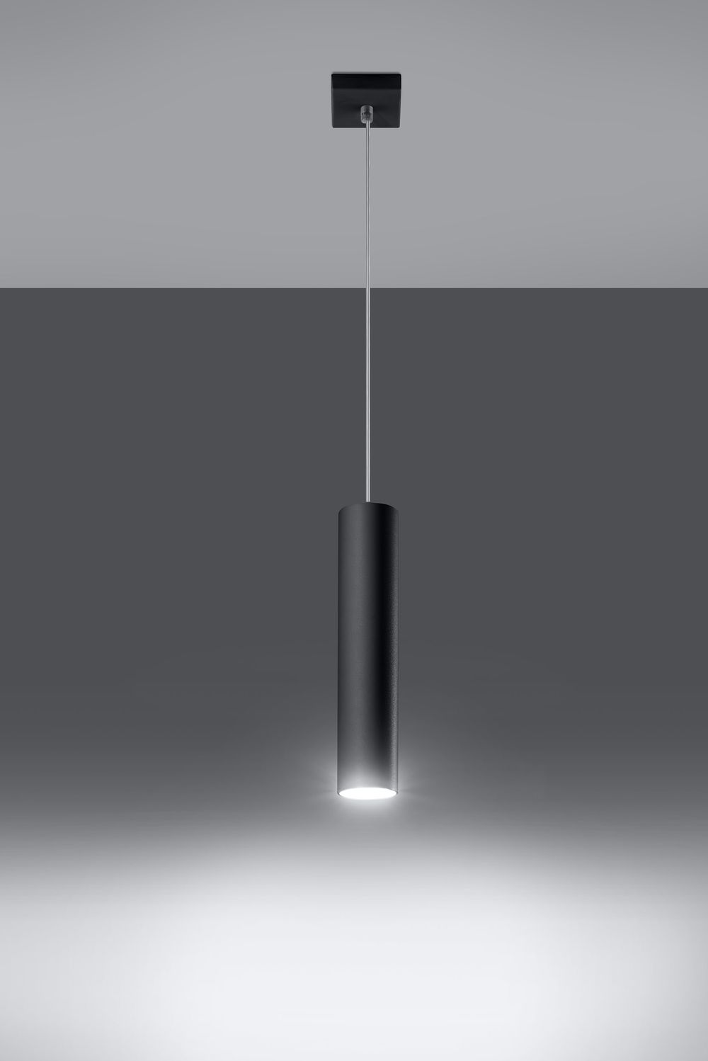 Modern Loft Pendant Lamp: LAGOS 1 Black Round Tube Design - LED GU10