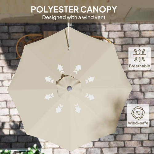 Outsunny Sun Parasol with Vent, Wall Umbrella for Patio, Garden