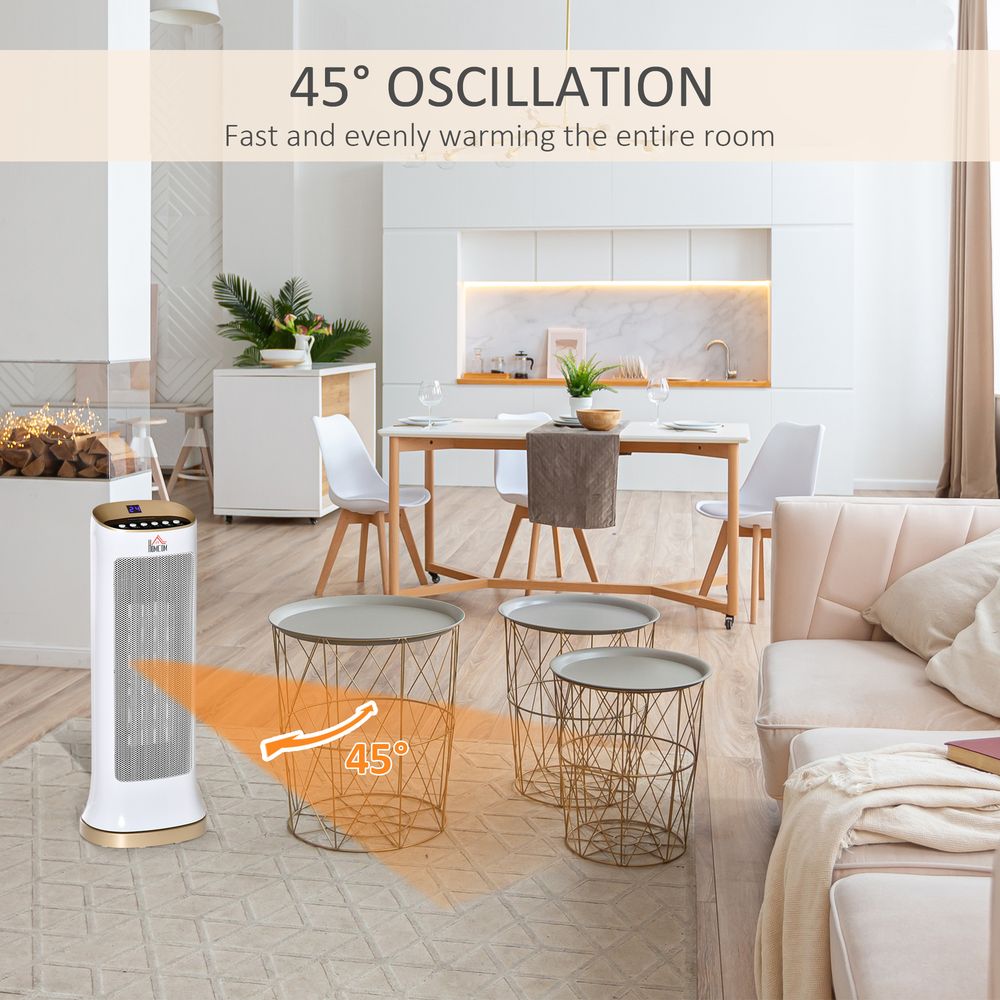 HOMCOM Ceramic Tower Heater - 45° Oscillating Space Heater w/ Remote - Best Quality"