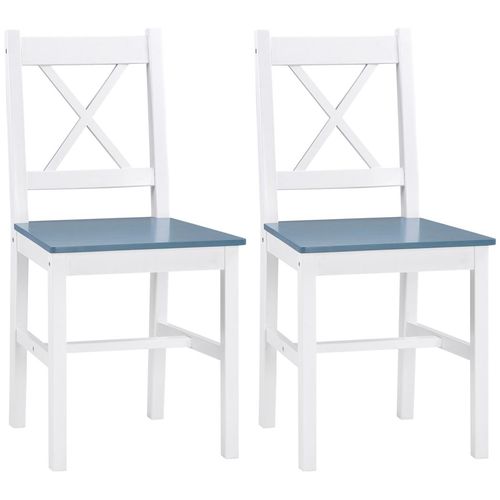 Dining Chairs Set of 2, Pine Wood Frame, Cross Back for Kitchen White