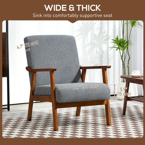 HOMCOM Boucle Accent Chair Armchair W/ Wide Seat for Living Room Bedroom