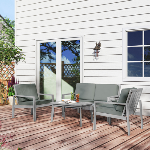 Outsunny 4 Pieces Wooden Garden Furniture Set with Cushions
