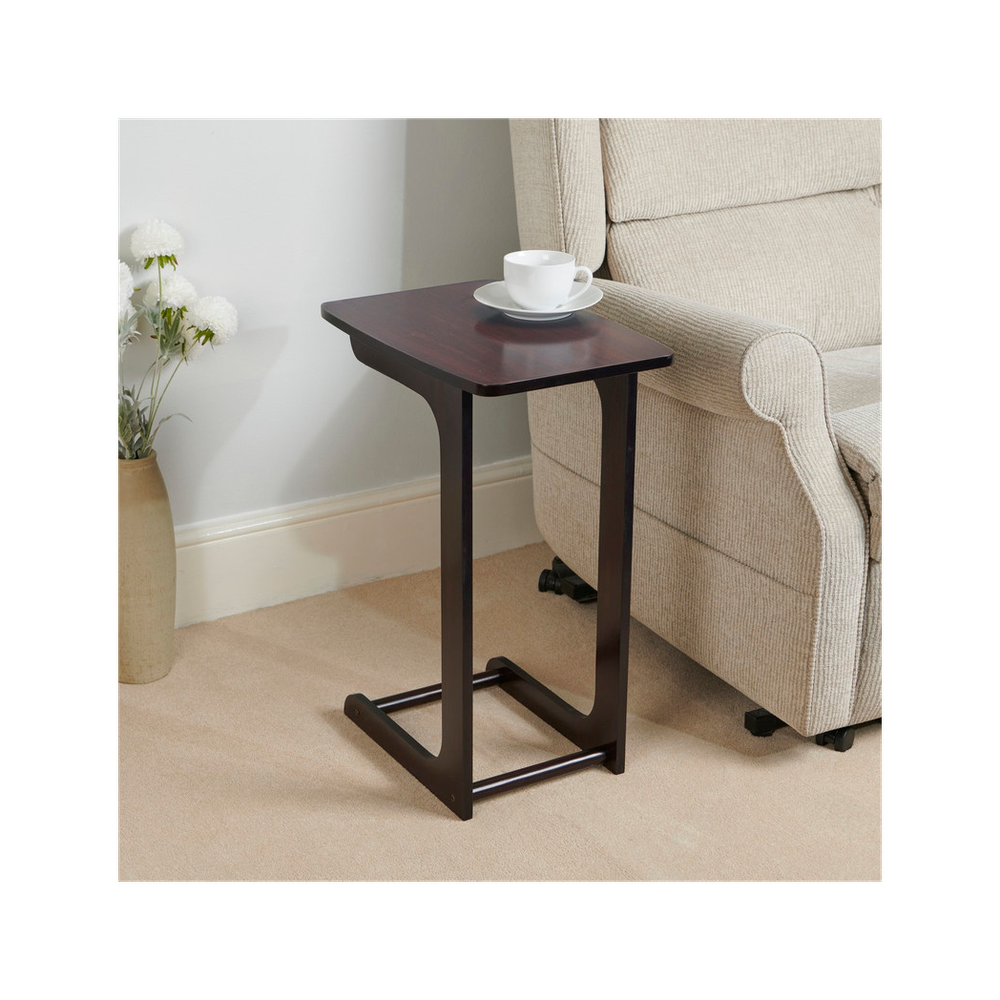Greenhurst C Shaped Sofa Side Table, Compact Size Veneer Finish W30 x D44 x H60cm