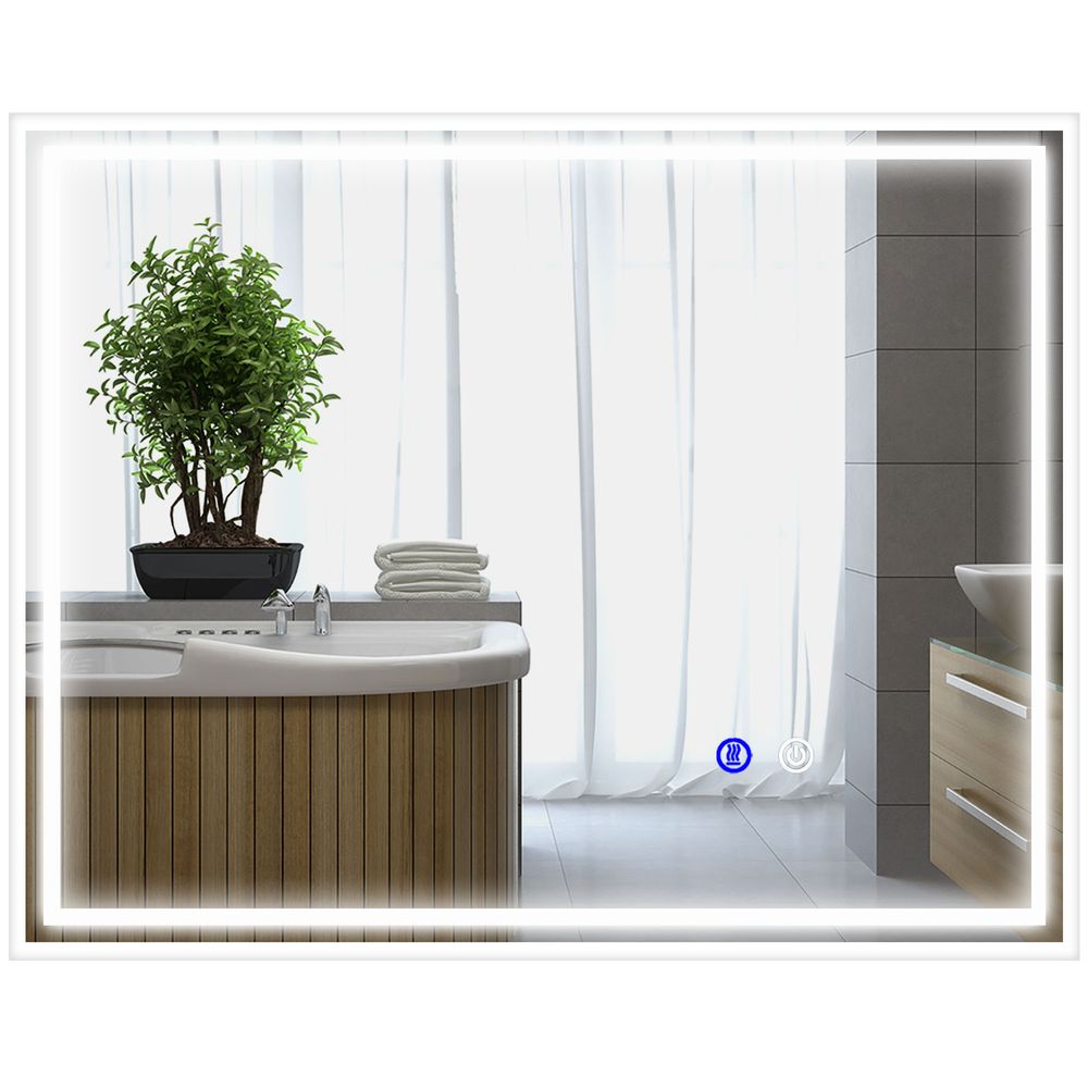 kleankin Dimmable Bathroom Mirror with LED Lights, 3 Colours, Defogging Film