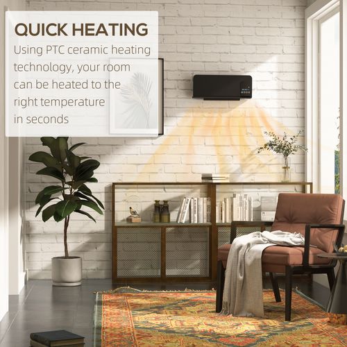 HOMCOM 2000W Wall Mounted Ceramic Heater with Remote Control for Home