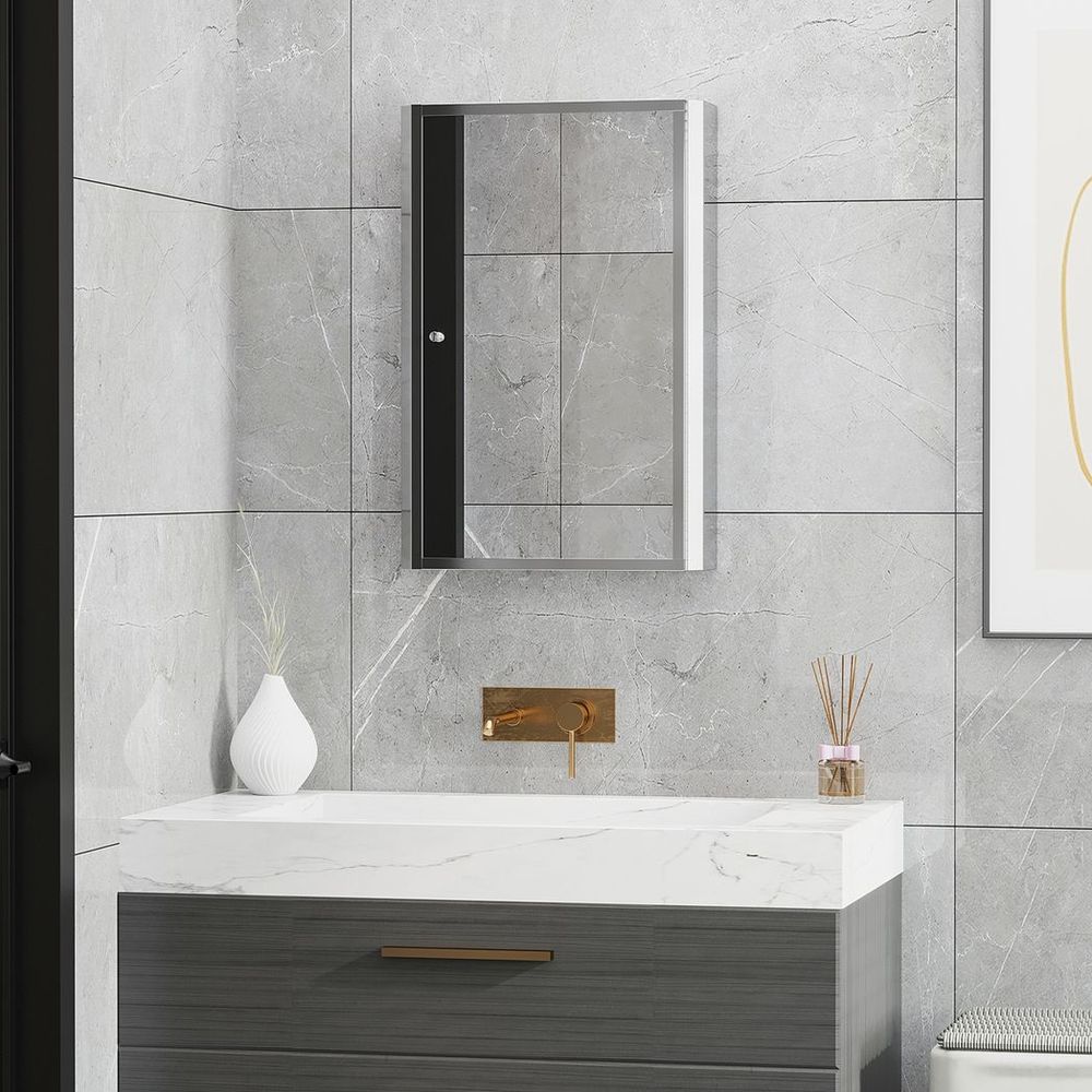 HOMCOM Mirror Cabinet: Bathroom Storage, Stainless Steel Wall Mount - High Quality & Stylish