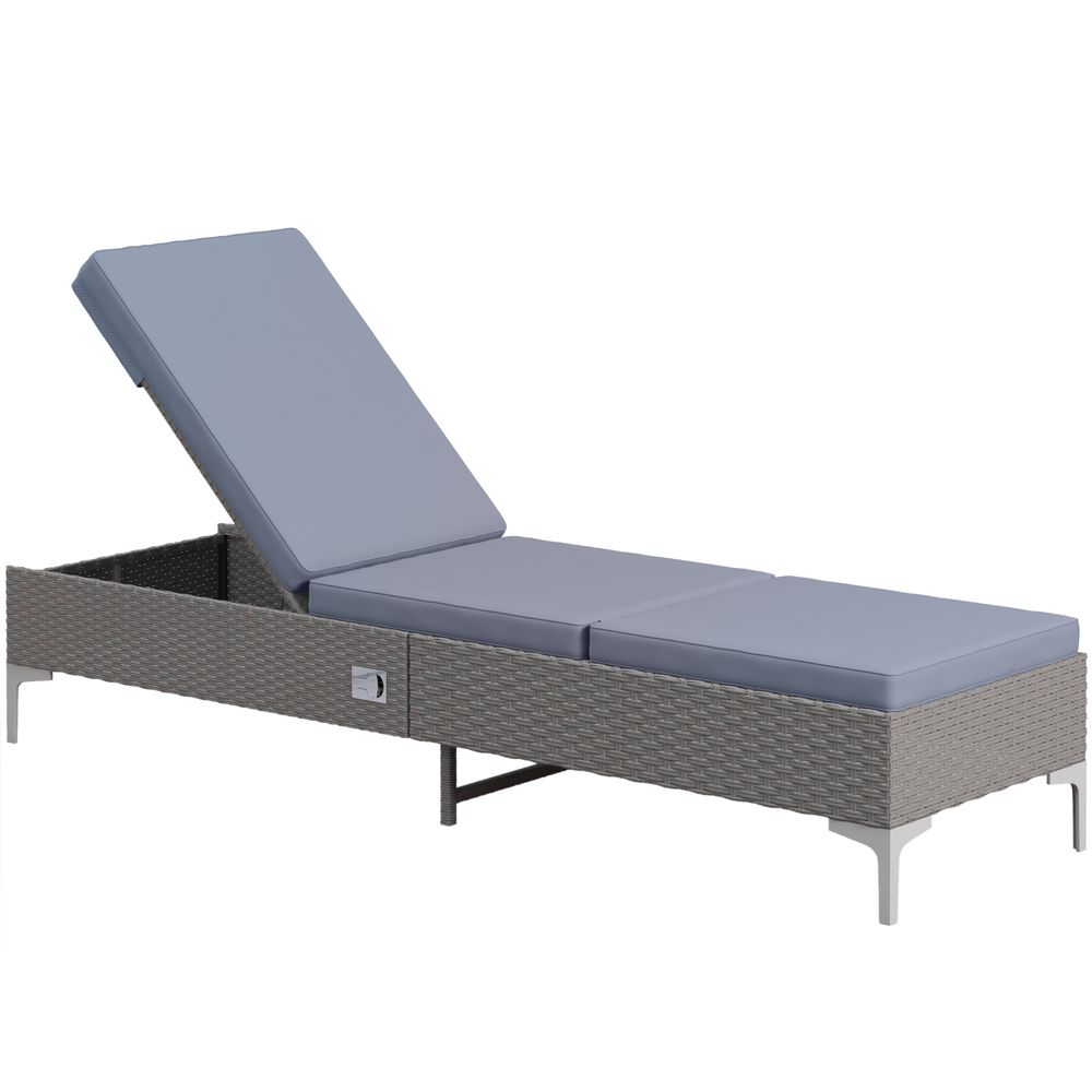Premium Outsunny Patio Rattan Sun Lounger - Durable Wicker, Adjustable Backrest - Boost Your Outdoor Relaxation!