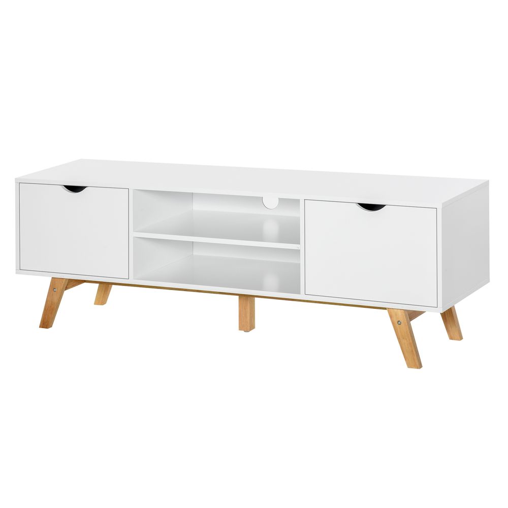 Modern White Particle Board TV Stand - 4 Compartments - High-Quality & Durable - Perfect for Electronics & Media Units