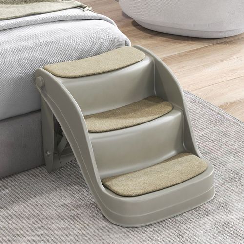 PawHut Foldable Pet Stairs 3 Steps with Non-slip Mats for Small Dogs
