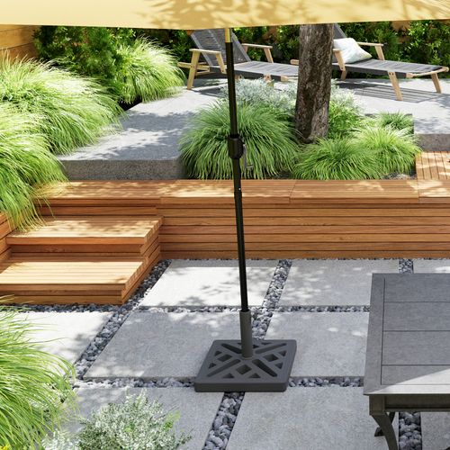 Outsunny Parasol Base 15kg Garden Umbrella Stand with Cut-Out Design, Black