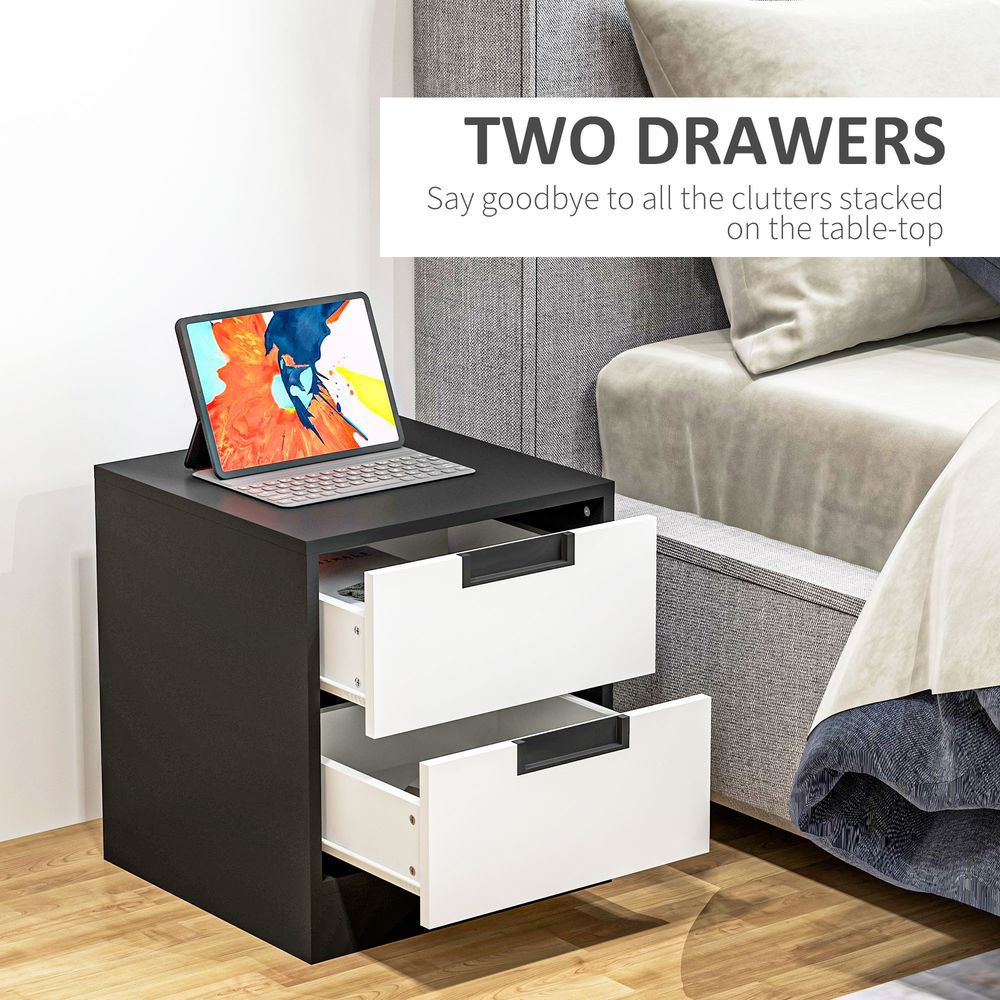 HOMCOM 2 Drawer Bedside Tables - Set of 2, Storage Nightstands for Bedroom - High Quality, Professional Seller
