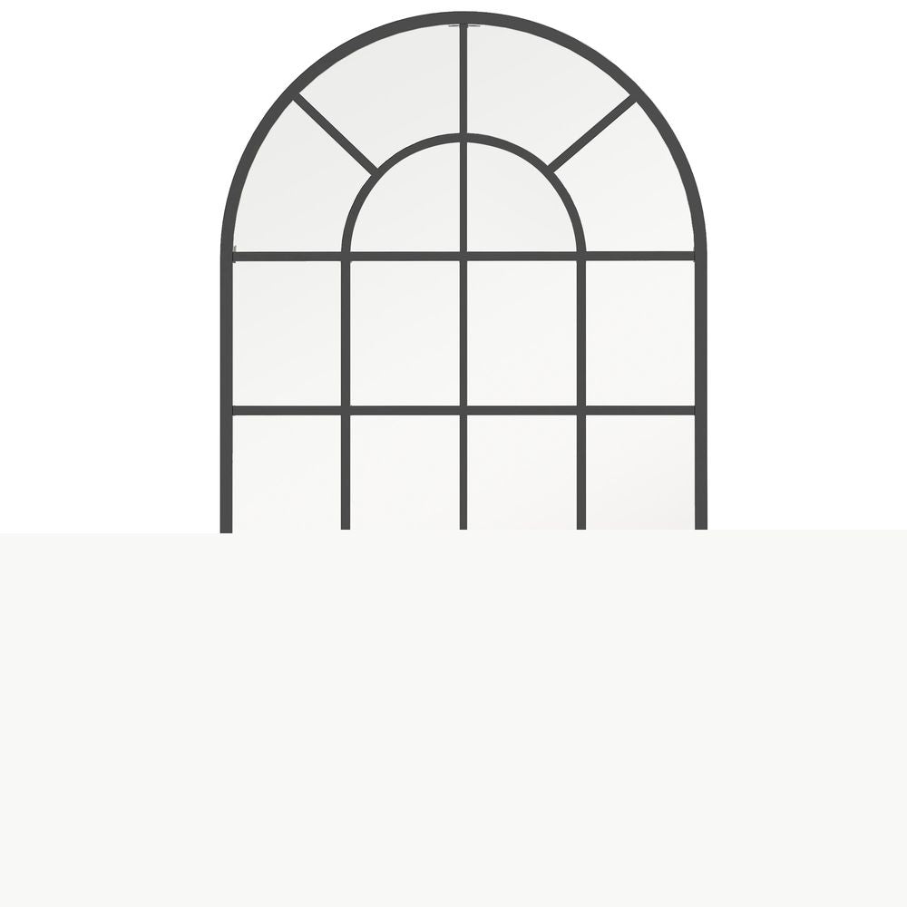 HOMCOM Modern Arch Window Wall Mirror for Living Room Bedroom, 110x62cm, Black