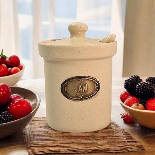 Ceramic Jam Jar with Ceramic Spoon