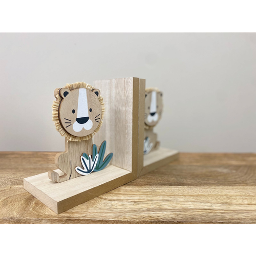 Set of Two Wooden Lion Bookends