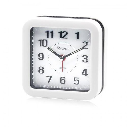 Ravel Square Mid Sized LED Quartz Alarm Clock White RC048.4