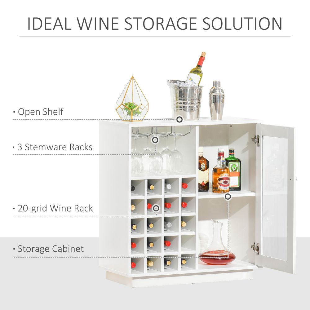 Modern Sideboard Wine Cabinet Cupboard with Glass Door Glass Holder