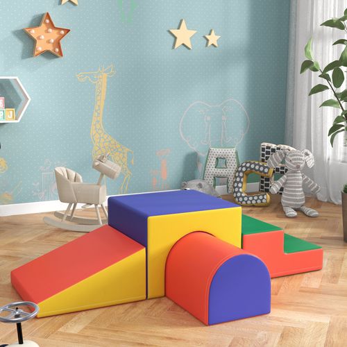 HOMCOM 4-piece Soft Play Set, Baby Foam Block Toy Toddler 1-3 Years