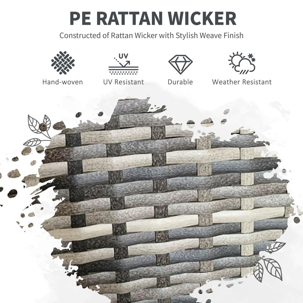 Premium 4 Seater Rattan Furniture Set - Tempered Glass - Grey
